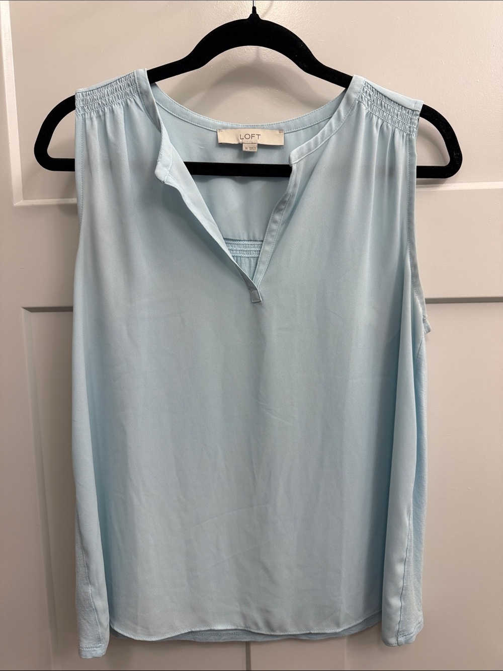LOFT Light Blue Sleeveless Split-Neck Camisole